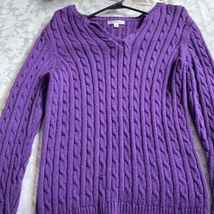 Bright purple ribbed knit sweater